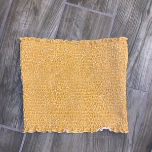 Yellow and white tube top